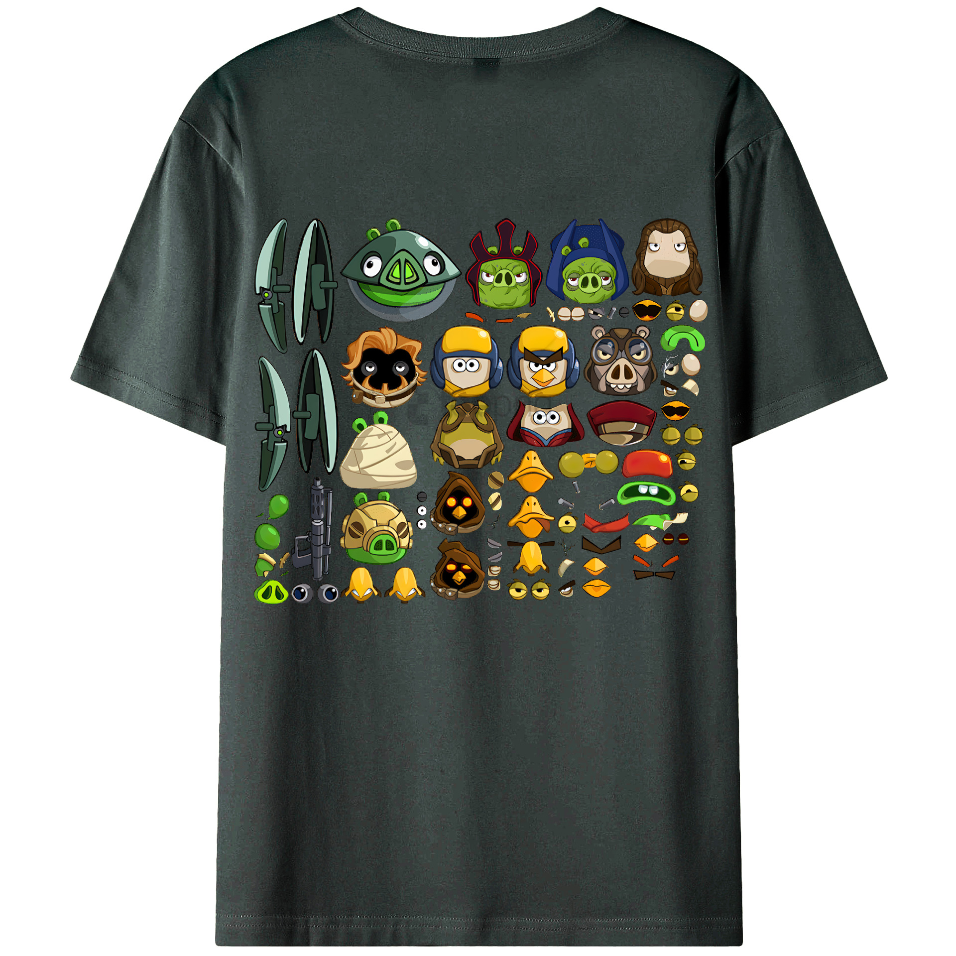 （画像用） Angry Birds アングリーバード 綿100％ メンズ半袖Tシャツ（バックプリント） 通気性